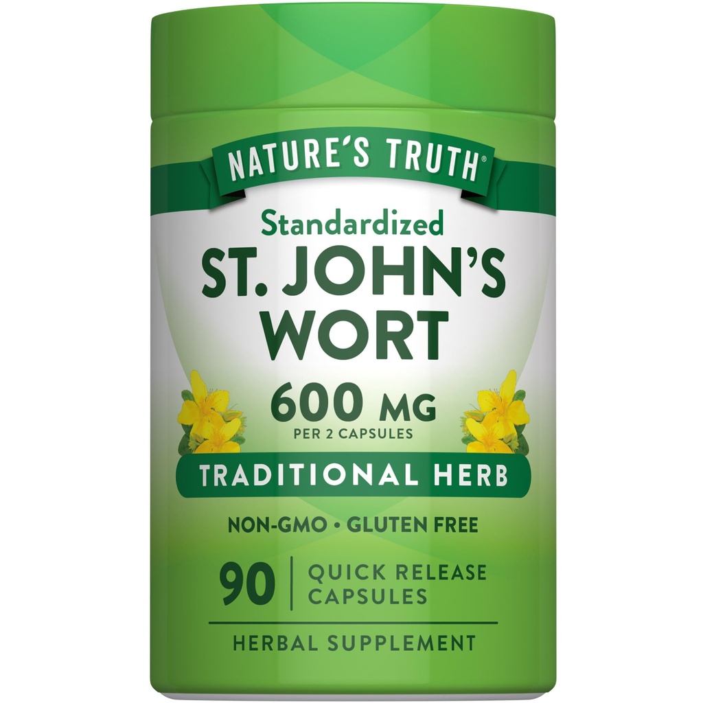 Nature's Truth St Johns Wort 600mg.90 Capsules.Extrait normalisé.