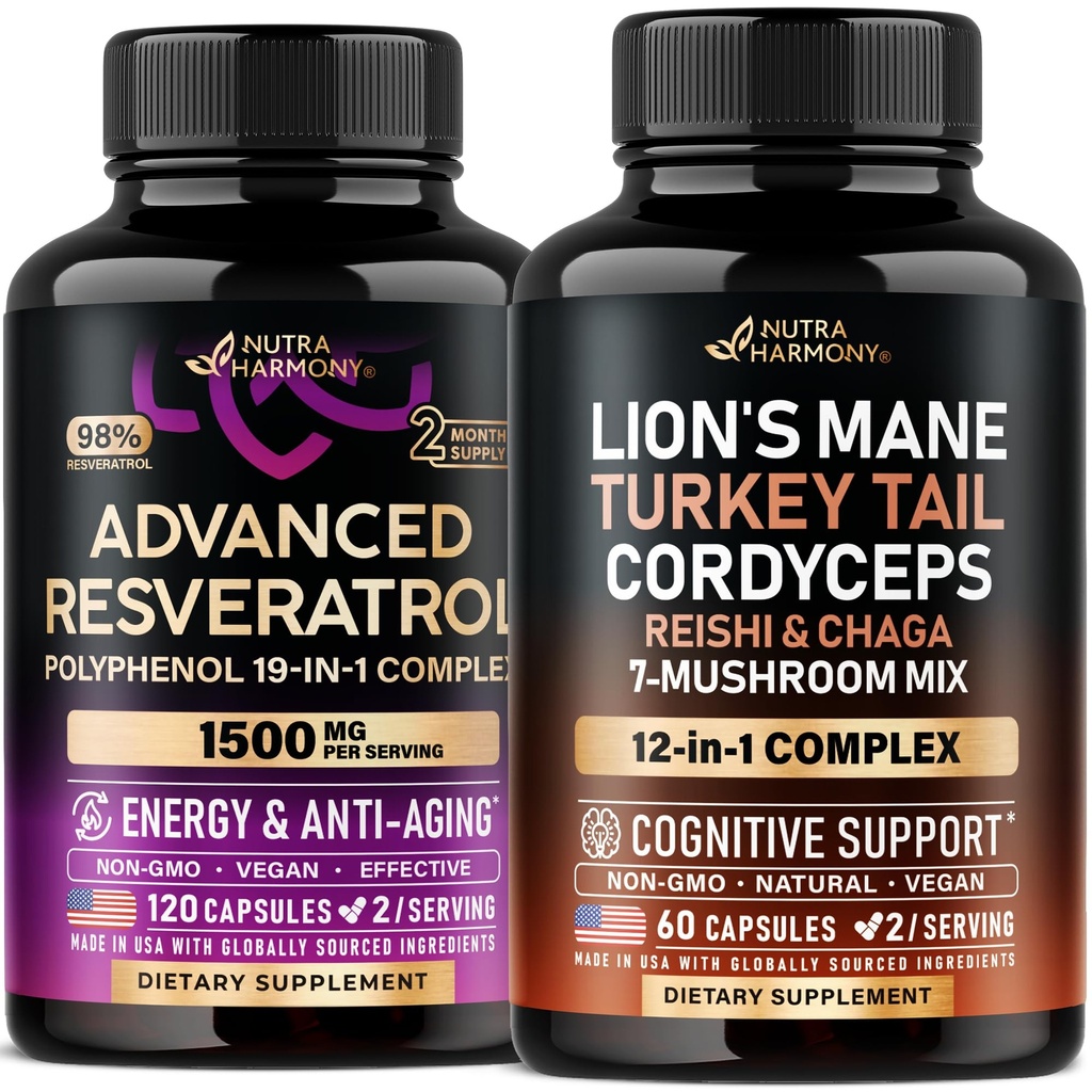 NUTRAHARMONY Mushroom Complex & Resveratrol Complex Capsules