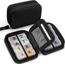 Zannaki Cute Pill Organizer for Purse with Two Amovible 7-Day Pill Box, Travel PU Pill Case, Portable Weekly Pill Container with Storage Bag to Hold Vitamines, Fish Oils, Suppléments (Noir)
