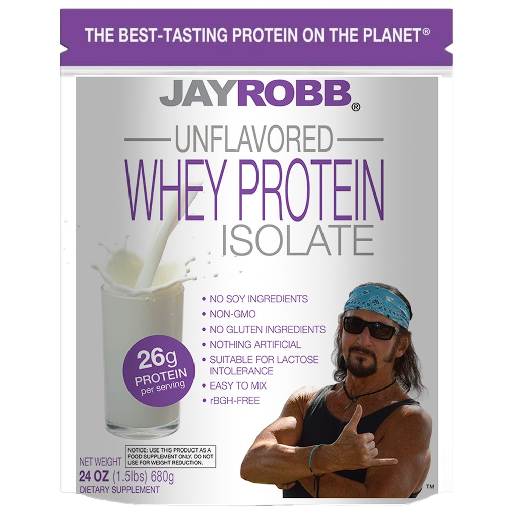 Jay Robb - Grass-Fed Whey Protein Isolate Powder, Outrageously Delicious, Unflavored, 23 Servings (24 Ounce)