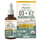 Organic Plant D3 + K2 (5000 iu D3) - All-Trans MK7 from MenaQ7 (120 mcg K2) - 100% Organic & Plant-Based Sublingual D3 Drops (Cholecalciferol), 100% Vegan - Supports Immunity, Bone(1oz)