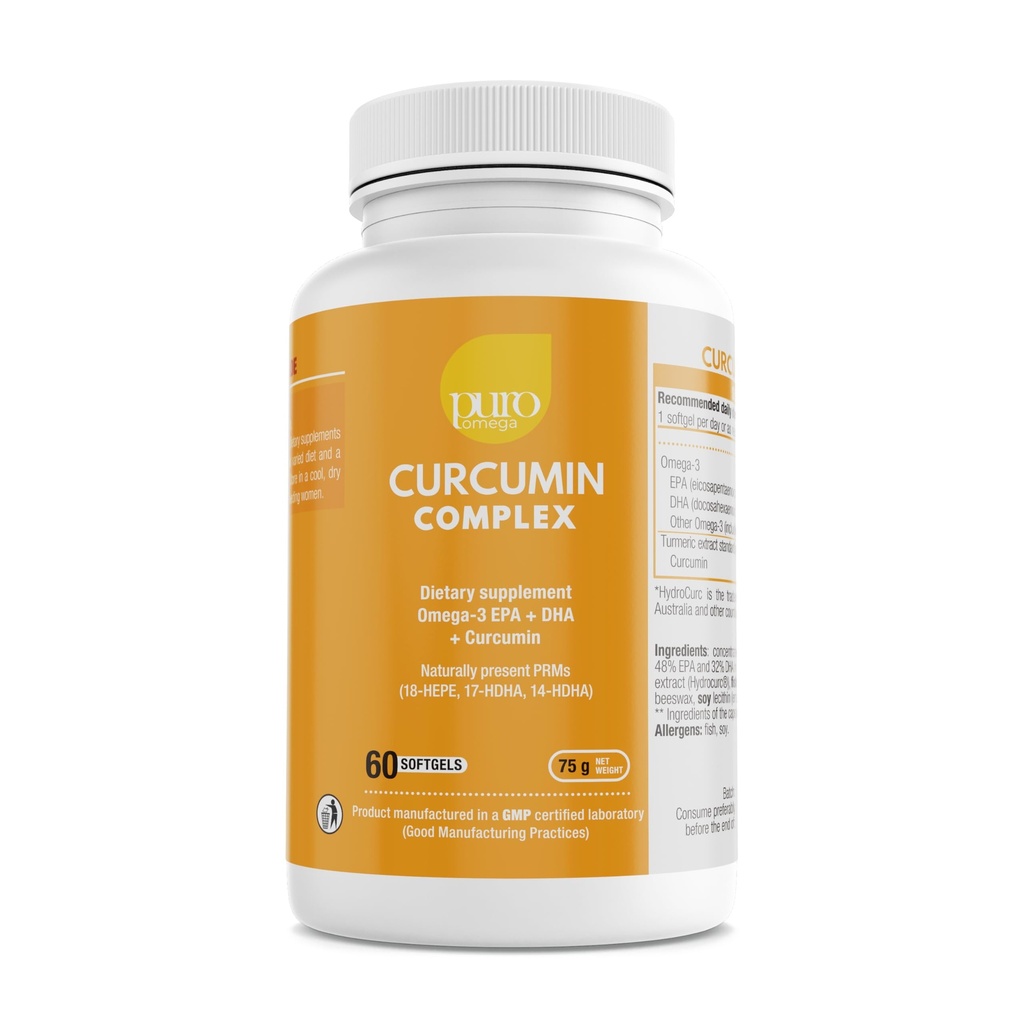 PuroOmega Curcumin Complex - Tripple Concentrated Omega 3 Oil Blended with Highly bioavailable Turmeric Supplement, 2 Months Supply. A VitalemedyMD Product