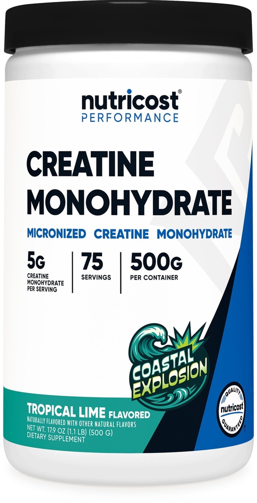Poudre monohydratée de créatine de Nutricost (Explosion du cristal, 500 grammes) - Supplément de créatine micronisé - végétalien, sans OGM, sans gluten