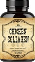 Gélules de collagènes de poulet HERBALICIEUS – Supplément de collagène pour le soutien des articulations, de la peau et des os – Peptides de collagène hydrolysés du bouillon de poulet – Non-OGM, Anti-Age – 120 capsules