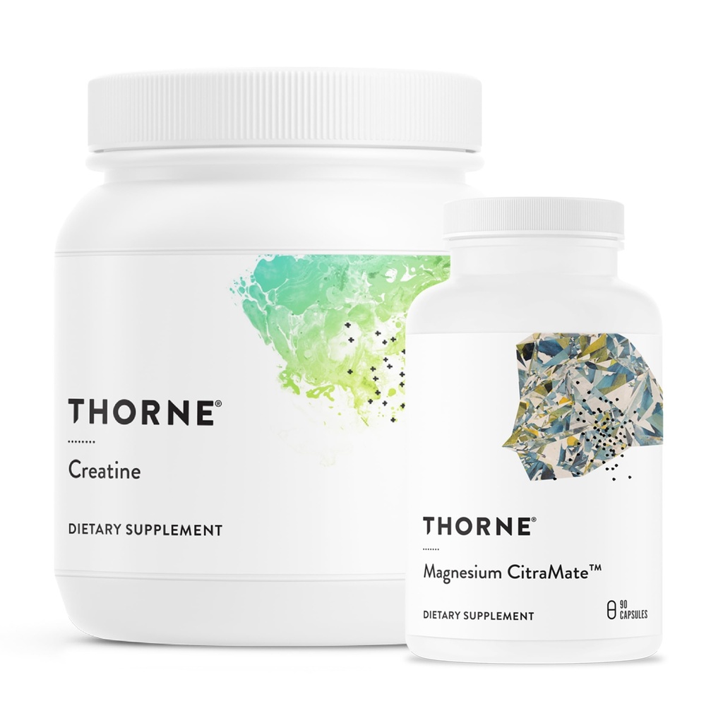 THORNE - CitraMate de magnésium et performance Créatine Combo - Soutien essentiel pour l'énergie, les muscles et la fonction cognitive - 90 portions