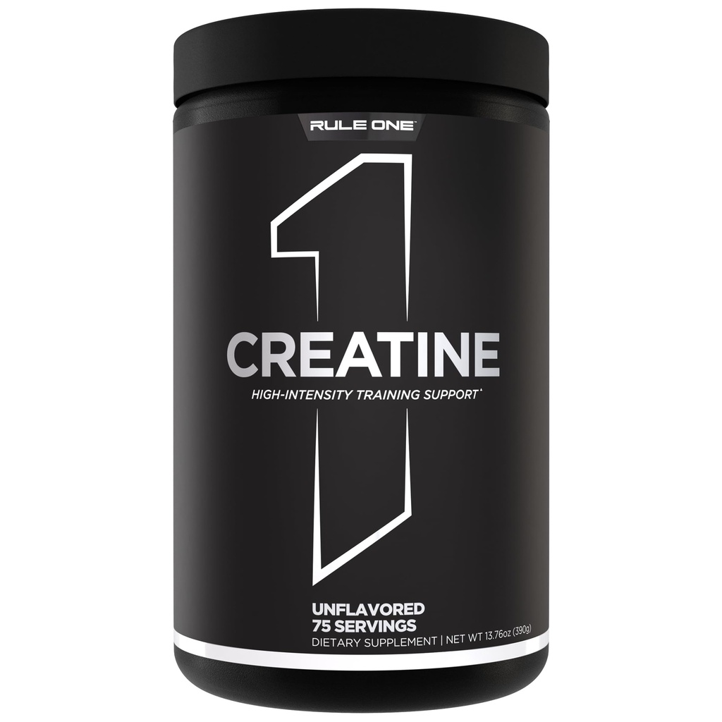 Rule 1 Proteins Creatine Powder – Pure Micronized Creatine Monohydrate for High-Intensity Exercise and Lean Body Mass Support, Flavored and Unflavored (75 Servings, Unflavored)