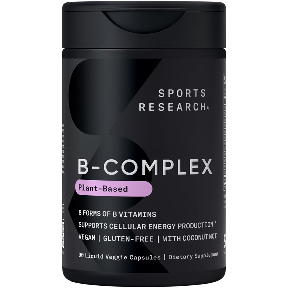 Sports Research Vitamin B-Complex - Full Spectrum of B Vitamins - 90 Liquid Veggie Capsules