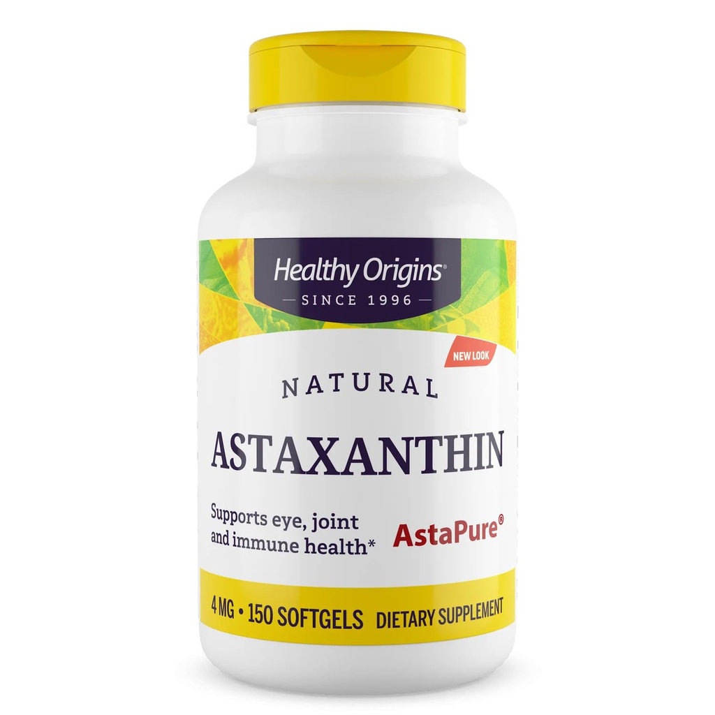 Gesunde Herkunft Astaxanthin 4 mg (Natural, Astapure, Non-GMO, Glutenfrei, Augenunterstützung, Gelenkunterstützung, Immununterstützung), 150 Softgels