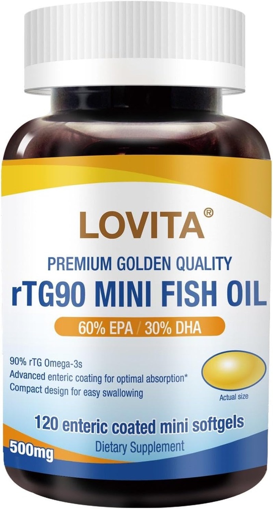 Lovita rTG 90 Mini Huile de poisson, 2000mg par jour.