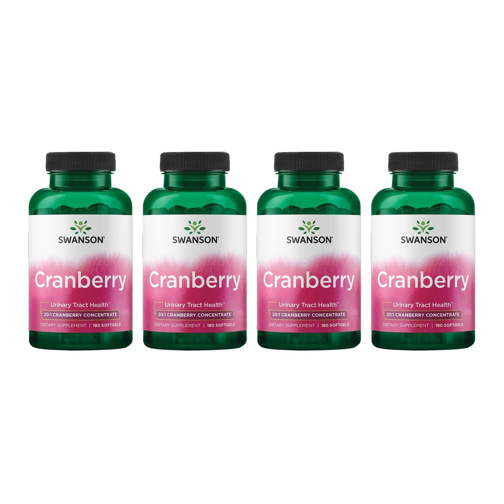 Swanson Cranberry - Unterstützt Urinary Tract Health, Bladder Control & Promotes Gesunde Nierenfunktion - Supplement Made with 20:1 Cranberry Juice Konzentrat - (180 Softgels) 4 Pack