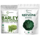 Mikro Zutaten Bio Spirulina Pulver 1lb & Organische Gerste Gras Pulver 16oz Bundle 2 Pack | Raw Superfoods | Reich an Vegan Protein, Fibers, Mineralien, & Vitamine