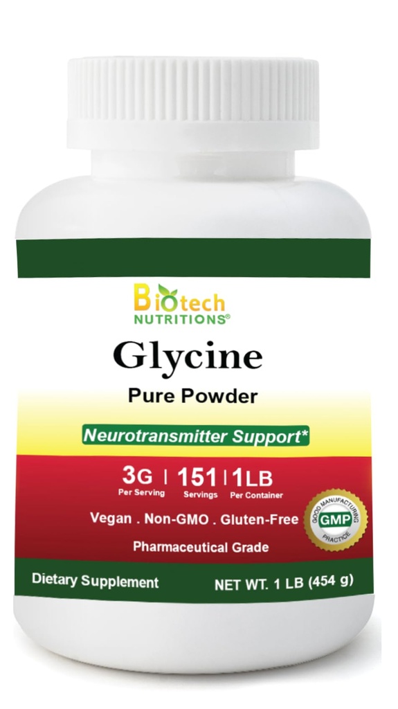 Poudre Glycine pure 16 oz Sans gluten Non-OGM Fabriqué aux États-Unis