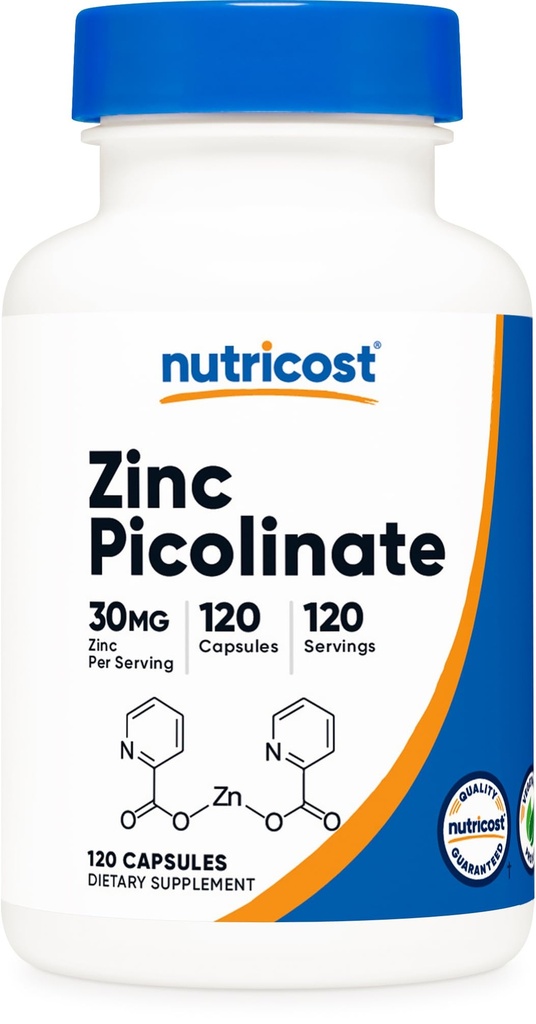 Nutricost Zink Picolinate 30mg, 120 Kapseln - Glutenfrei und nicht-GMO