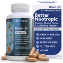 Brain-fxTM B Vitamine & Kräuter für Gedächtnis und Fokus, Nootropic Supplement, Methylated B Complex Choline Bacopa Lions Mane Cordyceps Pilz Kaffee Obst Extrakt Alpha GPC L Theanine Huperzine A - 60ct