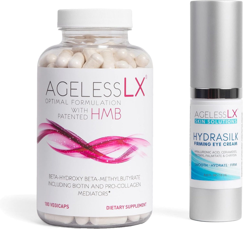 AgelessLX Ergänzung Kapsel für Damen mit HMB Hydrasilk Augencreme Bundle