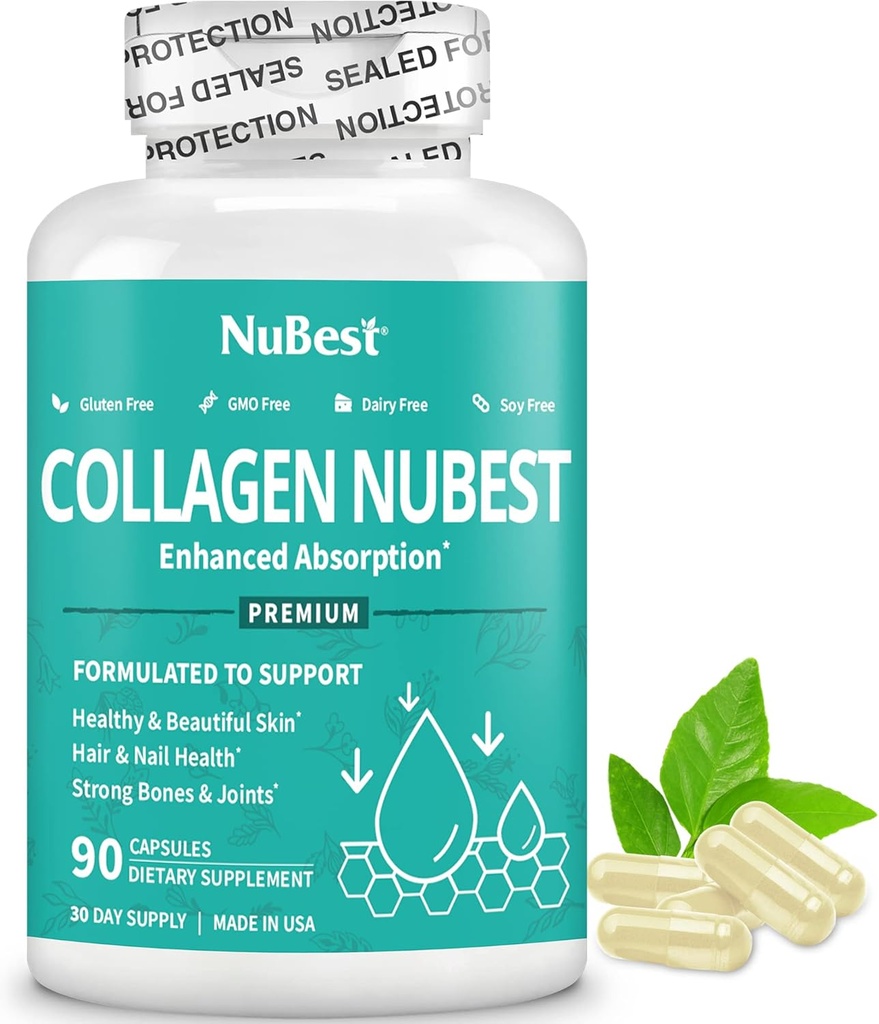 NuBest Collagen Super Collagen Peptides - revitalise la peau, les cheveux et les ongles - os et force articulaire - Formule de collagène beauté pour les hommes et les femmes - 1 500 mg par portion