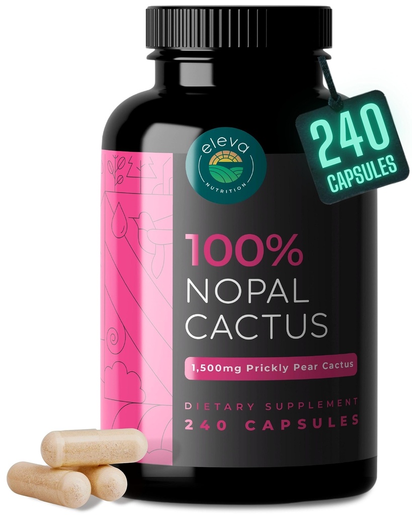 Nopal Cactus Capsules 1500mg- Organic Sun-Dried Prickly Pear Cactus Fruit Powder & Black Pepper Extract for Absorption- Natürliche Prickly Pear Super Supplement- Fiber, Vitamine und Mineralien 240 Kapseln
