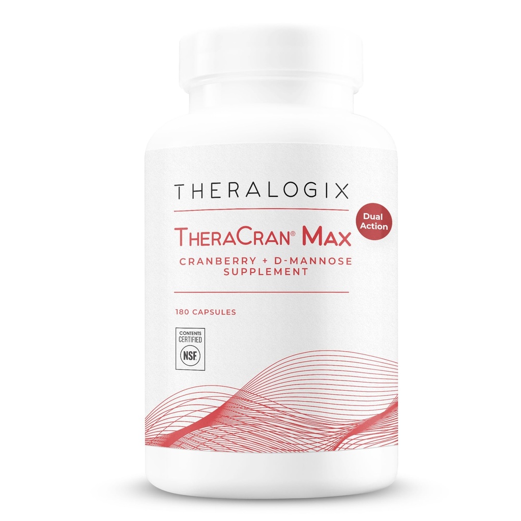 Theralogix TheraCran Max - Cranberry + D-Mannose Supplemento per gli uomini e le donne - Urinary Tract Health Support - 90-Day Supply - NSF Certified - 180 Capsule