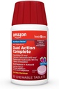 Basic Care Dual Action Complete, Kaubare Säure Reducer Plus Antacid Tabletten, Berry Flavor, Sodbrennen Medizin, Säure Verdauungshilfe, 50 Zähler