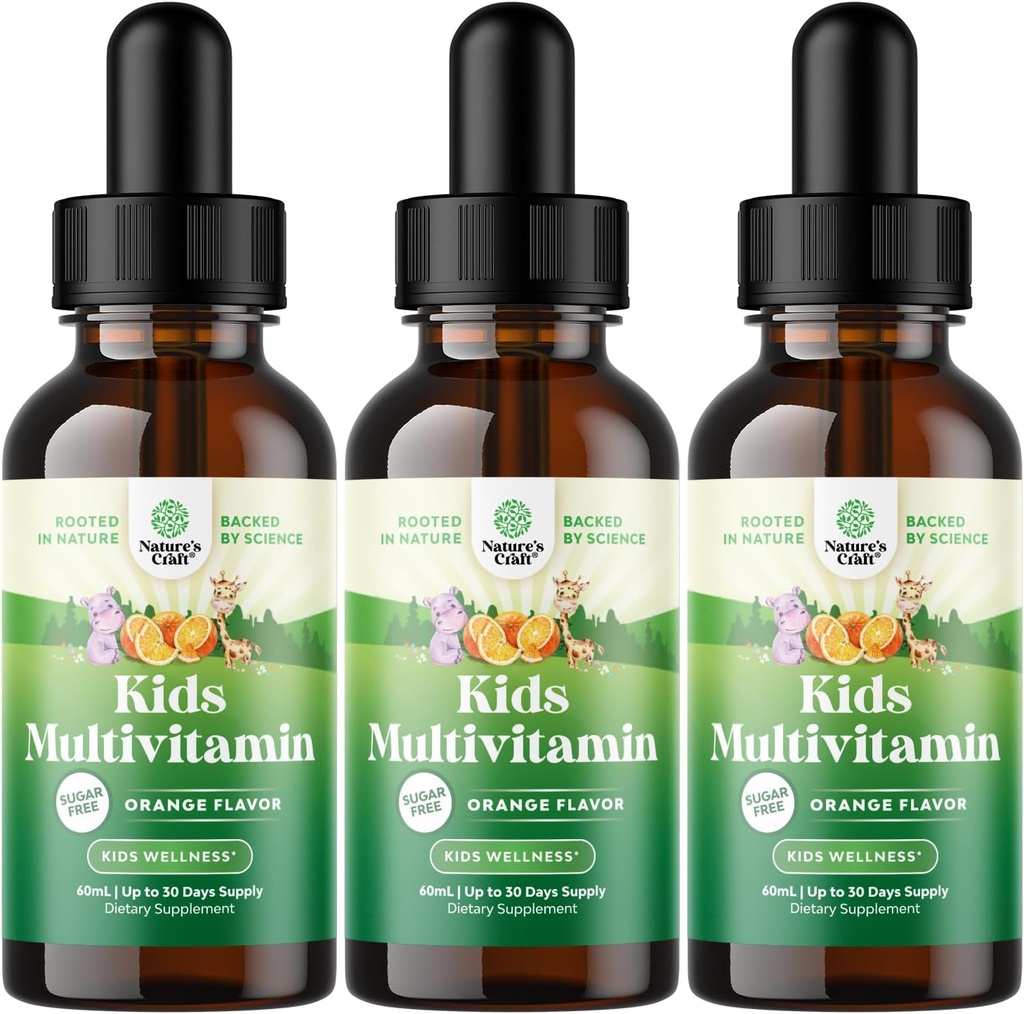 Natures Craft Liquid Multivitamin für Kinder Immunität Unterstützung - Yummy Kleinkind Multivitamin Supplement mit einem C D3 E B6 und D3 Flüssige Vitamine für Kinder aller Altersgruppen - Hohe Absorption (3 Pack)