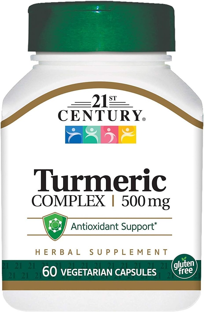 Complexe turcuma du 21e siècle 500 mg - 60 capsules végétariennes, boîte de 4