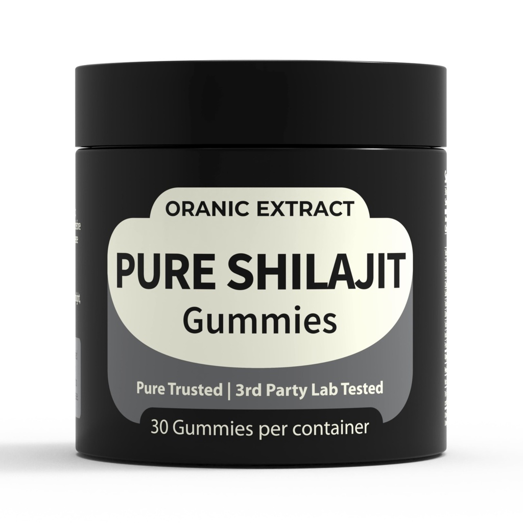 Shilajit Gummies-Himalaya Quelle 9000mg, Energie & Immune Unterstützung für Männer & Frauen, Fulvic Säure + 85 Spurenmineralien, Manuka Honig Geschmack, Organisch, Nicht-GVO, 30 Vegan Gummies