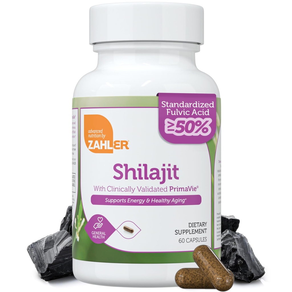 Zahler Shilajit Capsule – 500 mg Himalayan Shilajit per gli uomini e le donne – Integratore di acido Fulvico per l'energia, il supporto Stamina & Aging – con Estratto di pepe nero per l'assorbimento – Non OGM, GF (60 Conte)