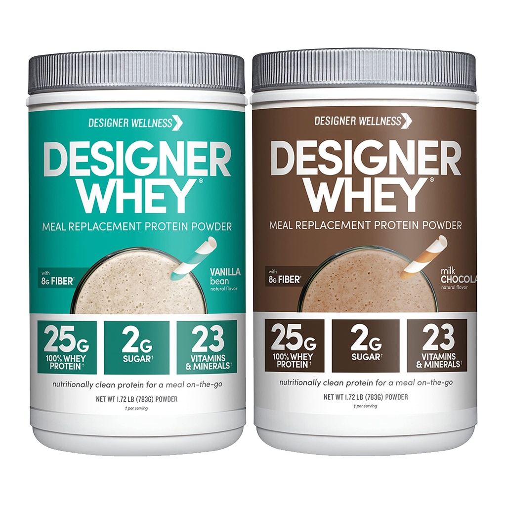 Designer Wellness, Designer Whey Meal Replacement Protein Powder, 1.72lb Vanilla & 1.72lb Chocolate Bundle
