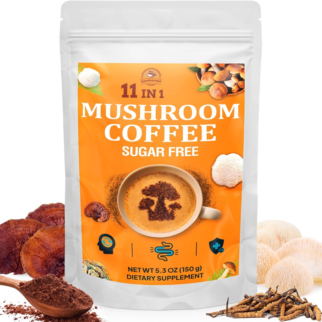 CaffÃ ̈ da bagno - CaffÃ ̈ da sala da bagno biologico con 11 funghi superfood, include il Lion's Mane, Reishi, Chaga, Cordyceps e Adaptogens, Mushroom Supplement per energia, messa a fuoco, memoria e immunità - 5.3oz