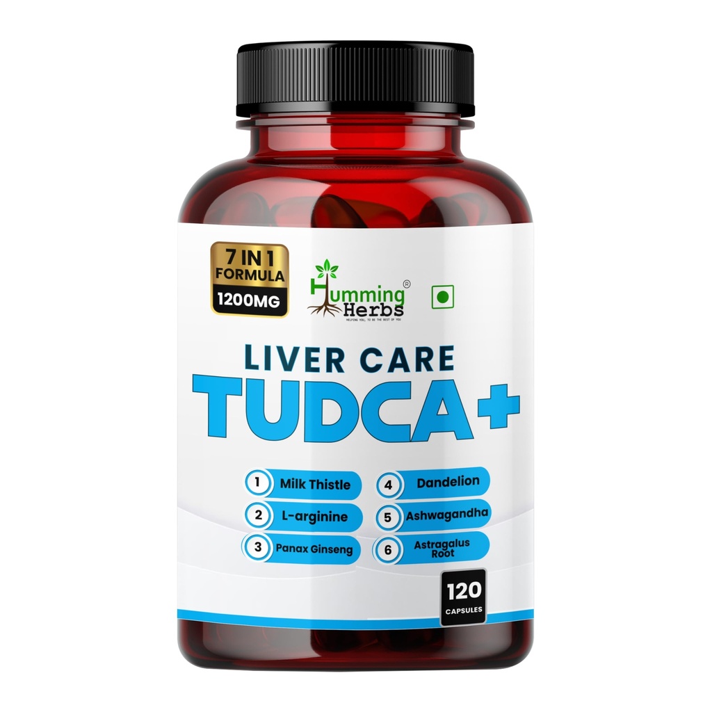 Brummende Kräuter TUDCA Supplement 7in1 Komplex mit Milchdistel, L-Arginin, Ashwagandha, Löwenzahn, Astragalus Wurzel 120 Kapseln