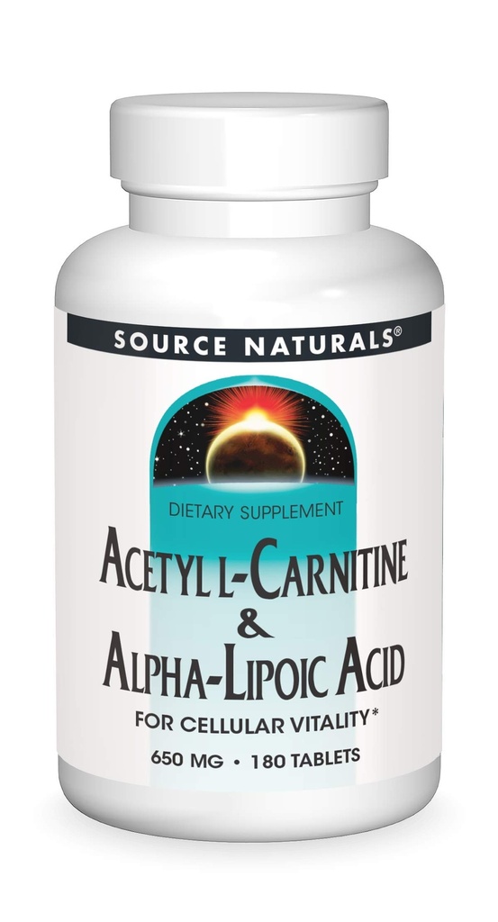 Source Naturals Acetyl L-Carnitine & Alpha-Lipoic Acid 650mg - 180 Tablets