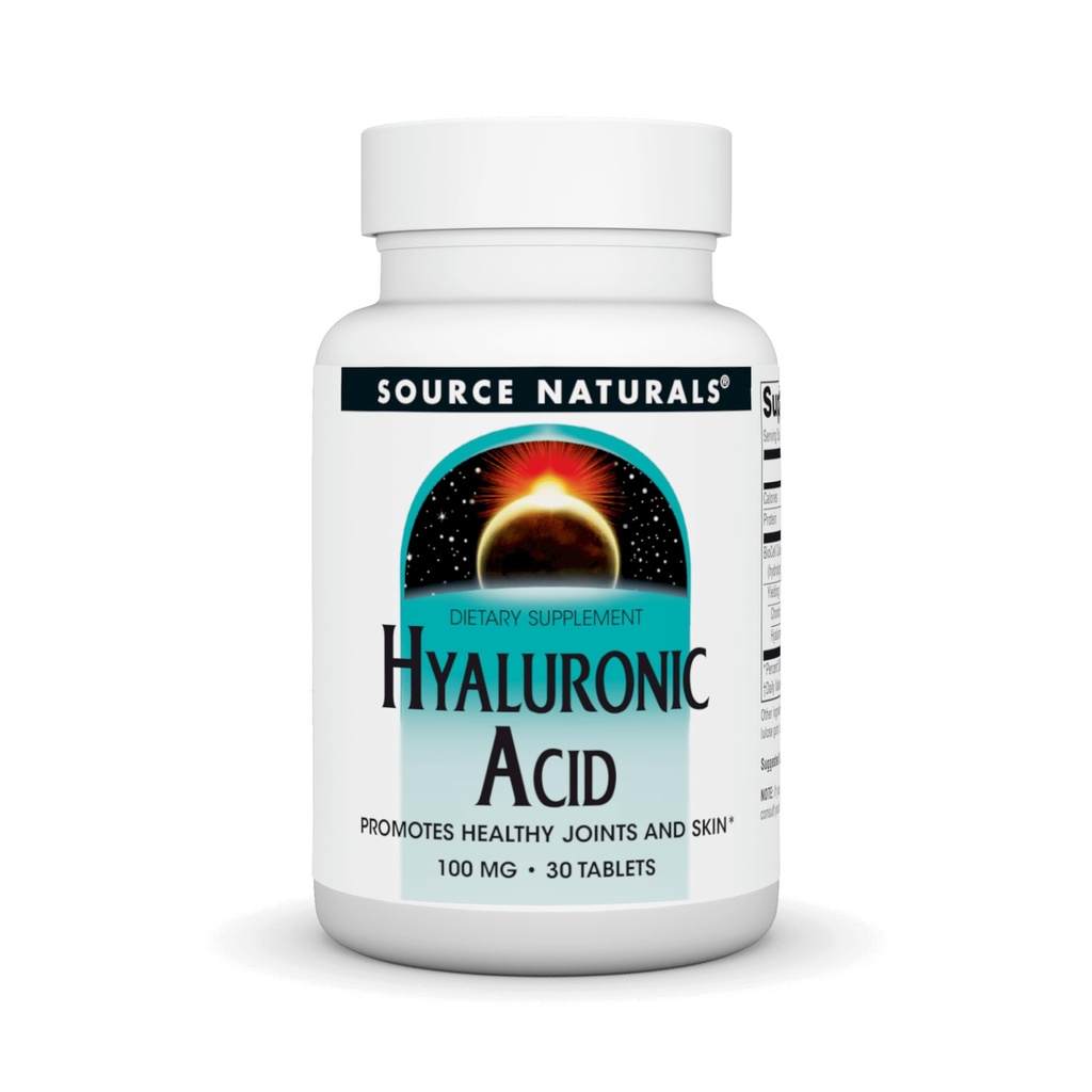 Source Naturals Hyaluronic Acid, Promotes Healthy Joints and Skin* 100mg - 30 Tablets