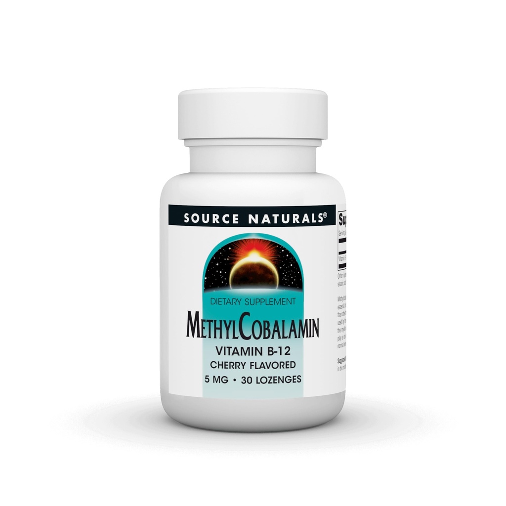 Source Naturals Methylcobalamin Vitamin B-12 -Cherry Flavored -5mg - 30 Lozenges