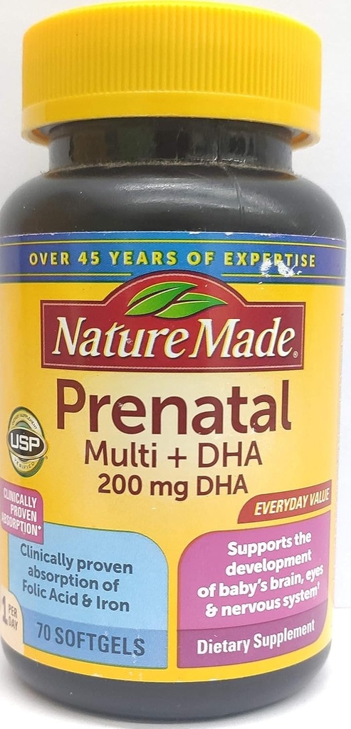 Natur Made Prenatal Multi + DHA, 70 Softgels