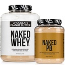 NAKED Whey Chocolate Peanut Butter Protein Powder (52 Servings) + PB Powdered Peanut Butter 2LB (76 Servings) – Grass-Fed; Non-GMO; Gluten Free; Soy Free; Bulk