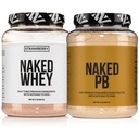 NAKED Strawberry Whey Protein Powder (24 Servings) PB Powdered Peanut Butter 2LB (76 Servings) – Grass-Fed; Bulk; Non-GMO; Gluten Free; Soy Free; Vegan
