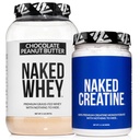 NAKED poudre de protéines de beurre d'arachide au chocolat de lactosérum (21 portions) + monohydrate de créatine micronisée pure 500g (100 portions) – gazon; en vrac; sans OGM; sans gluten; sans soja