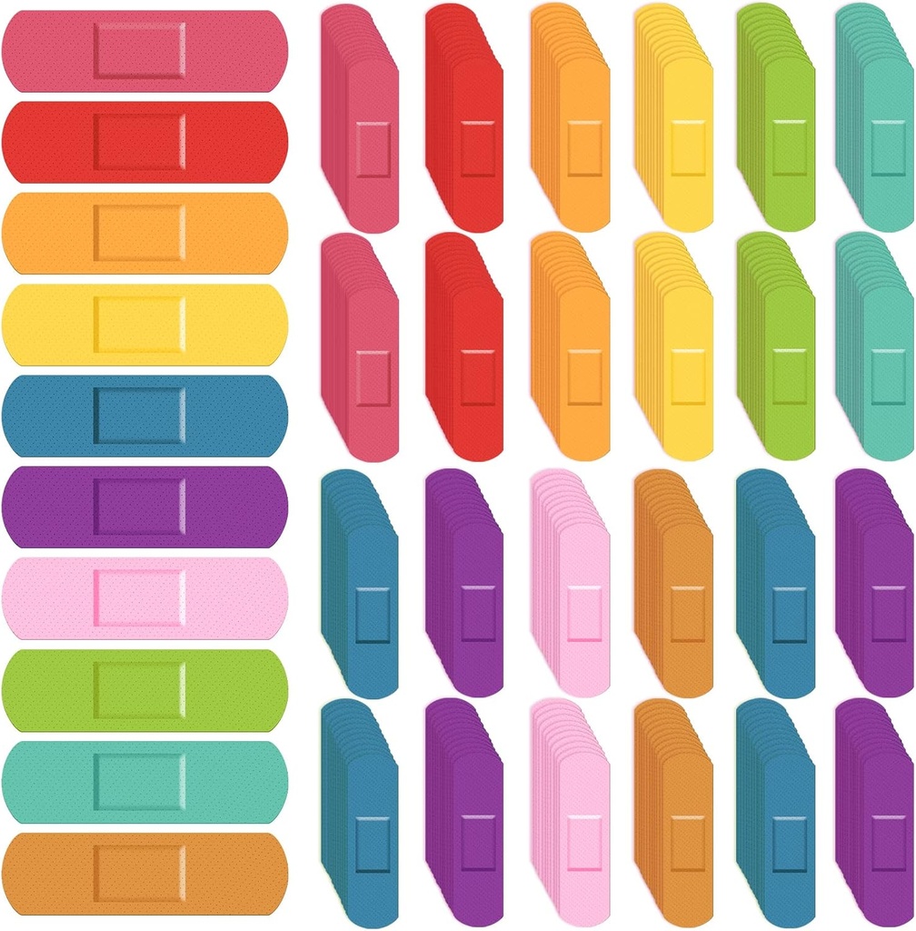 Lounsweer 600 Pcs Kids Bandages Bulk Wasserdichte atmungsaktive Bandagen Neon Bunte flexible Bands sortierte Farben Flexibler Schutz Wound Care Scrapes und Lichtschnitt