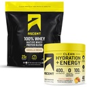 Ascent 100% Whey Protein Powder, Vanilla Bean 4 lb & Hydration + Energy Electrolytes, Orange Mango 40 Servings