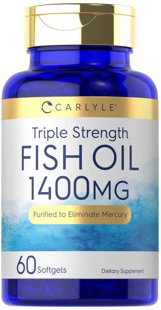 Carlyle Triple Strength Omega 3 Fish Oil | 1400mg | 60 Softgels | Non OGM, Gluten Free Supplement