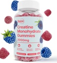 Creatine Monohydrate Gummi für Männer und Frauen - Hohe Reinheit Sour Blue Himbeer- Kaubare Creatine Infused Gummy für Muskelkraft & Energie Boost, Bioverfügbare PreWorkout Ergänzung
