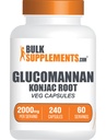 BulkSupplements.com Glucomannan Capsule - come Estratto di radice di Konjac, Integratori di Glucomannan, Integratore di erbe - Gluten Free, 4 Capsule per Serving, 240 Conteggio (Pack of 1)