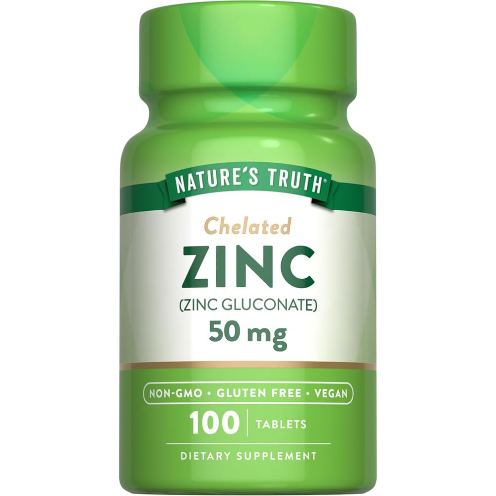 Nature's Truth Zinc 50 mg Chelated Supplements, 100 Count, Pack of 3