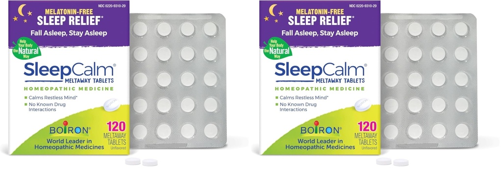 Boiron SleepCalm Tablets Schlafhilfe für tiefen, entspannenden, ruhigen Nachtschlaf - Melatonin-frei und nicht gewohnheitsbildend -,120 Zählung (Paket von 2)