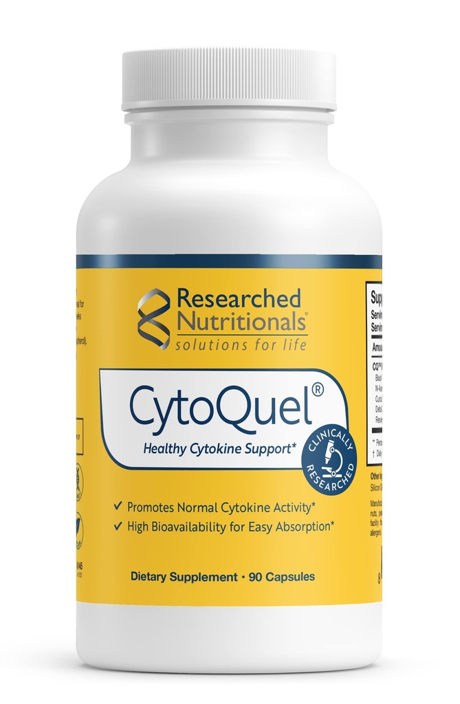 Geforschte Ernährung CytoQuel mit N-Acetyl Cystein, Kräuter-Ergänzungen & Kurkuma-Extrakt - Förderung gesunder Cytokine-Funktion für Immununterstützung, Schlaf & Physische Komfort (90 Kapseln)