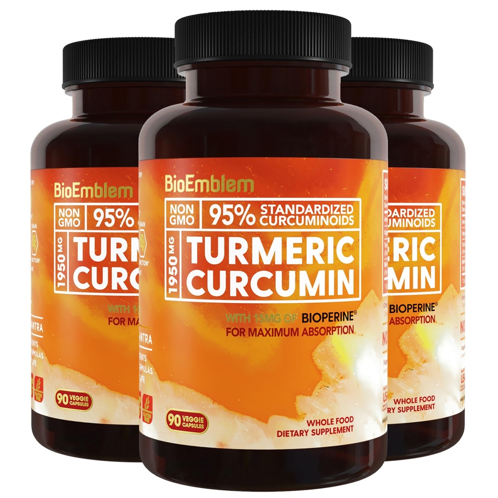 BioEmblem Curcumin curcumin supplément avec BioPerine.Support articulaire et santé cardiaque.