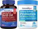 Krillöl 1000mg und Probiotika Bundle, Omega 3s mit DHA EPA & Astaxanthin, Plus 80 Milliarden CFU 25 Stämme, Gut, Herz & Immunfunktion, Nicht-GVO, Made in USA, 60 Softgels + 60 Kapseln