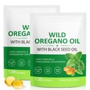 Öl von Oregano Softgels 6000mg, 2 in 1 Formuliert mit schwarzem Seedöl 200mg, Immununterstützung, Oregano Öl Kapseln Bio, Natürliche Verteidigungsergänzung, Non-GMO, einfach zu schwalben, 240 Softgels