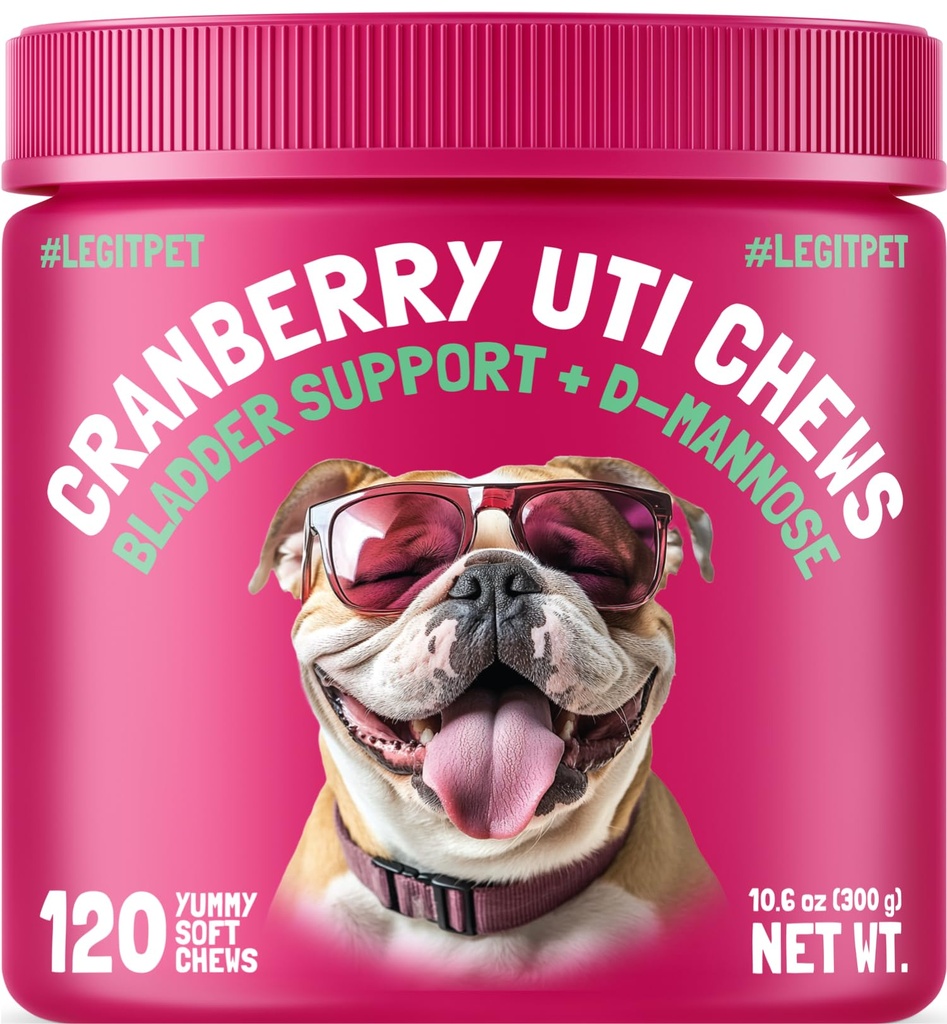 Cranberry UTI Chews für Hunde Bladder Support + D-Mannose unterstützt Niere Urinary Tract und Blase Gesundheit natürliche Cranberry Wellness Supplement Immunsystem Booster natürliches Tier Antioxidant 120 Chews