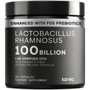 Toniiq Lactobacillus Rhamnosus – Ultra High Strength 100B CFU mit präbiotischer FOS – Delayed Release Kapseln – Labor von Drittanbietern getestet – 60 Kapseln